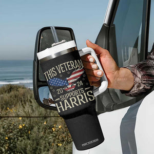 This Veteran Supports Harris 2024 Election Tumbler With Handle American Flag Eagle Grandpa Dad Gifts TB10 Print Your Wear