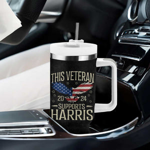 This Veteran Supports Harris 2024 Election Tumbler With Handle American Flag Eagle Grandpa Dad Gifts TB10 Print Your Wear