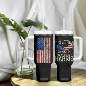 This Veteran Supports Harris 2024 Election Tumbler With Handle American Flag Eagle Grandpa Dad Gifts TB10 Print Your Wear