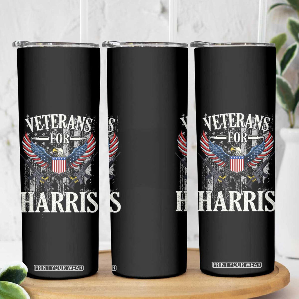 Veterans For Harris Walz 2024 Election Skinny Tumbler American Flag Eagle Grandpa Dad Gifts TB10 Print Your Wear