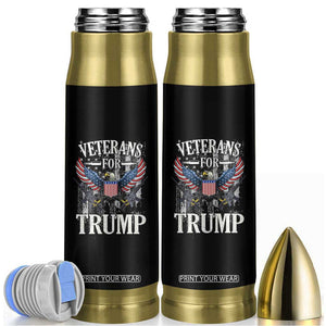 Veterans For Trump 2024 Election Bullet Tumbler American Flag Eagle Grandpa Dad Gifts TB10 Black Print Your Wear