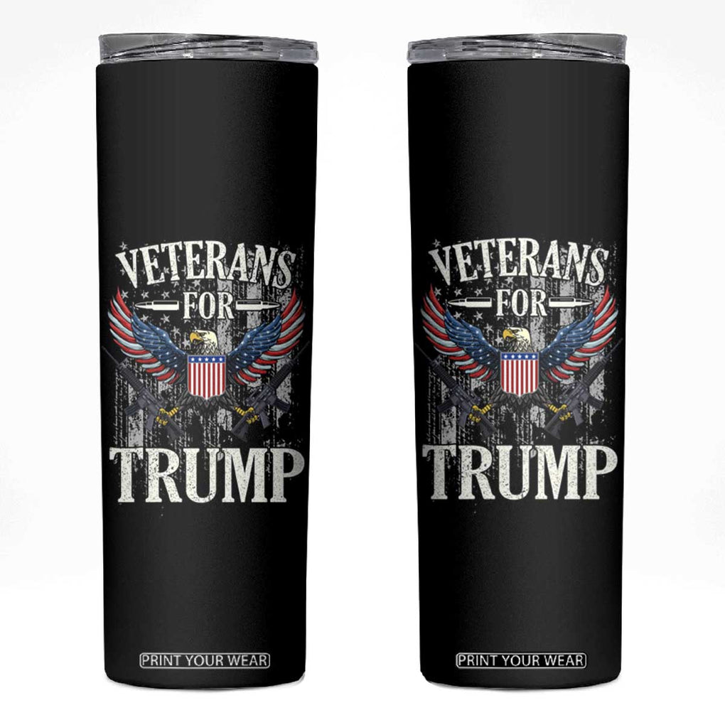 Veterans For Trump 2024 Election Skinny Tumbler American Flag Eagle Grandpa Dad Gifts TB10 Black Print Your Wear