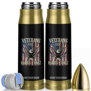 Veterans For Harris Walz 2024 Election Bullet Tumbler American Flag Eagle Grandpa Dad Gifts TB10 Black Print Your Wear