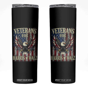 Veterans For Harris Walz 2024 Election Skinny Tumbler American Flag Eagle Grandpa Dad Gifts TB10 Black Print Your Wear