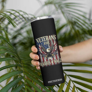 Veterans For Harris Walz 2024 Election Skinny Tumbler American Flag Eagle Grandpa Dad Gifts TB10 Print Your Wear