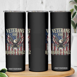 Veterans For Harris Walz 2024 Election Skinny Tumbler American Flag Eagle Grandpa Dad Gifts TB10 Print Your Wear