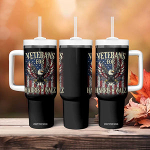 Veterans For Harris Walz 2024 Election Tumbler With Handle American Flag Eagle Grandpa Dad Gifts TB10 Print Your Wear