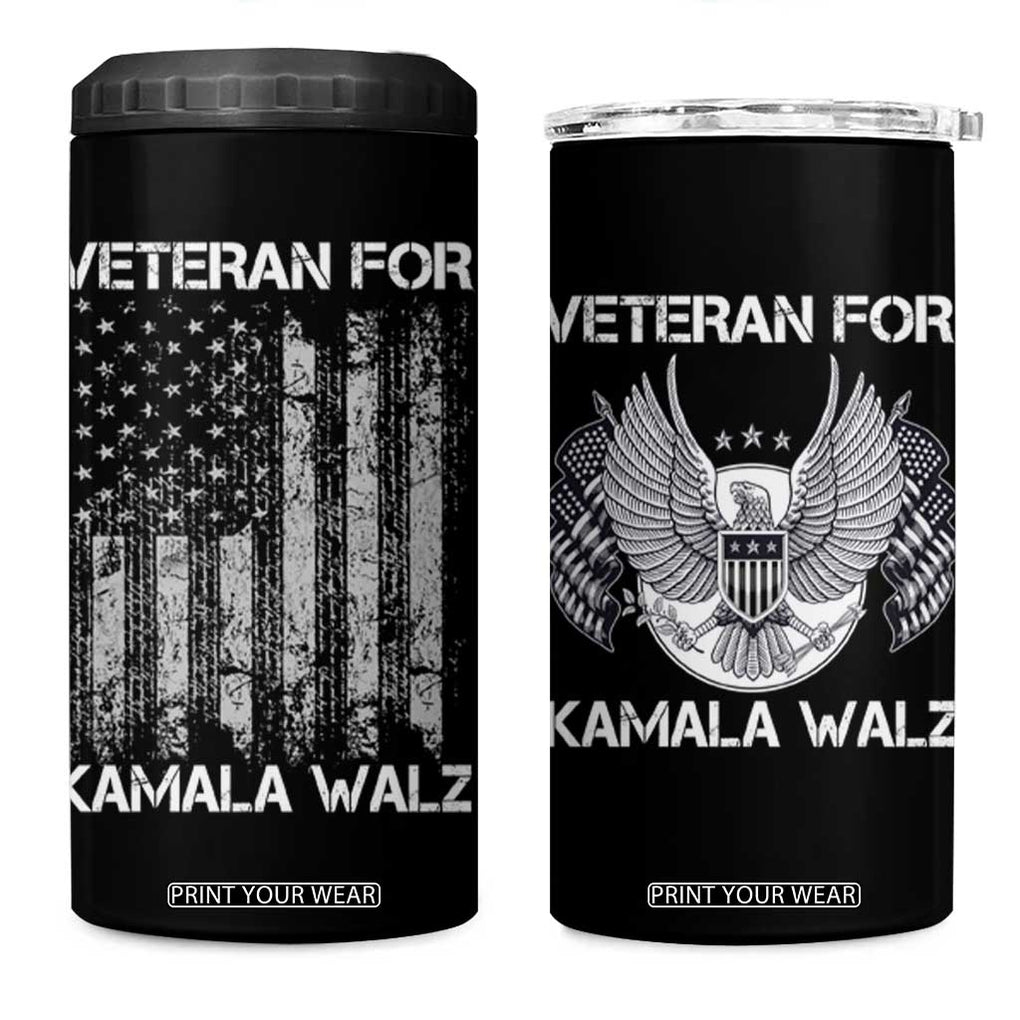 Veterans For Harris Walz 2024 Election 4 in 1 Can Cooler Tumbler American Flag Eagle Uncle Grandpa Dad Gifts TB10 One Size: 16 oz Black Print Your Wear