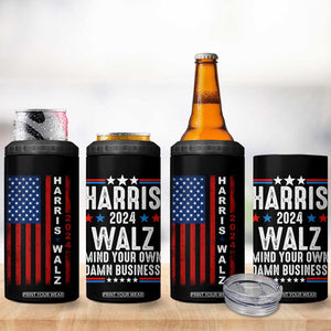 Harris Walz 2024 Election 4 in 1 Can Cooler Tumbler Mind Your Own Damn Business American Flag TB10 Print Your Wear