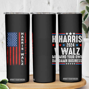 Harris Walz 2024 Election Skinny Tumbler Mind Your Own Damn Business American Flag TB10 Print Your Wear