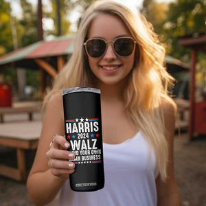 Harris Walz 2024 Election Skinny Tumbler Mind Your Own Damn Business American Flag TB10 Print Your Wear