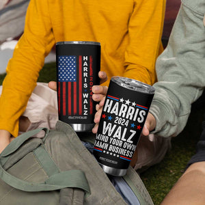 Harris Walz 2024 Election Tumbler Cup Mind Your Own Damn Business American Flag TB10 Print Your Wear