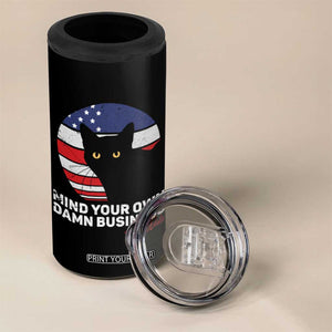 Harris Walz 2024 Election 4 in 1 Can Cooler Tumbler Tim Walzt Mind Your Own Damn Business Cat Ladies Vote for Blue American Flag TB10 Print Your Wear