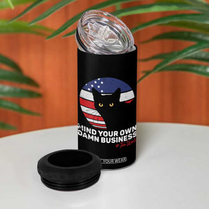 Harris Walz 2024 Election 4 in 1 Can Cooler Tumbler Tim Walzt Mind Your Own Damn Business Cat Ladies Vote for Blue American Flag TB10 Print Your Wear