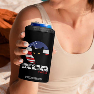 Harris Walz 2024 Election 4 in 1 Can Cooler Tumbler Tim Walzt Mind Your Own Damn Business Cat Ladies Vote for Blue American Flag TB10 Print Your Wear