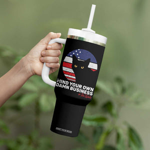 Harris Walz 2024 Election Tumbler With Handle Tim Walzt Mind Your Own Damn Business Cat Ladies Vote for Blue American Flag TB10 Print Your Wear