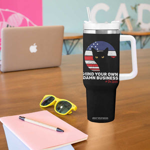 Harris Walz 2024 Election Tumbler With Handle Tim Walzt Mind Your Own Damn Business Cat Ladies Vote for Blue American Flag TB10 Print Your Wear