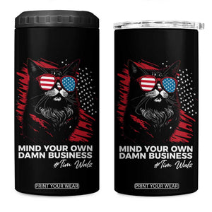 Harris Walz 2024 Election 4 in 1 Can Cooler Tumbler Mind Your Own Damn Business American Flag Cats For Kamala TB10 One Size: 16 oz Black Print Your Wear