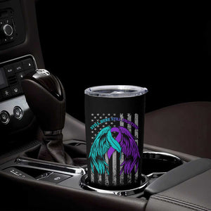 Suicide Prevention Awareness Tumbler Cup Teal Purple Ribbon Still Here Still Fighting American Flag Therapist Psychologist TB10 Print Your Wear