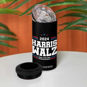 Harris Walz 2024 Election 4 in 1 Can Cooler Tumbler Mind Your Own Damn Business TB10 Print Your Wear