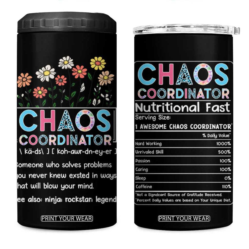 Chaos Coordinator 4 in 1 Can Cooler Tumbler Thank You Gift Christmas Gifts for Colleague Coworker Travel Mug TB10 One Size: 16 oz Black Print Your Wear