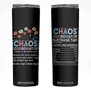 Chaos Coordinator Skinny Tumbler Thank You Gift Christmas Gifts for Colleague Coworker Travel Mug TB10 Black Print Your Wear