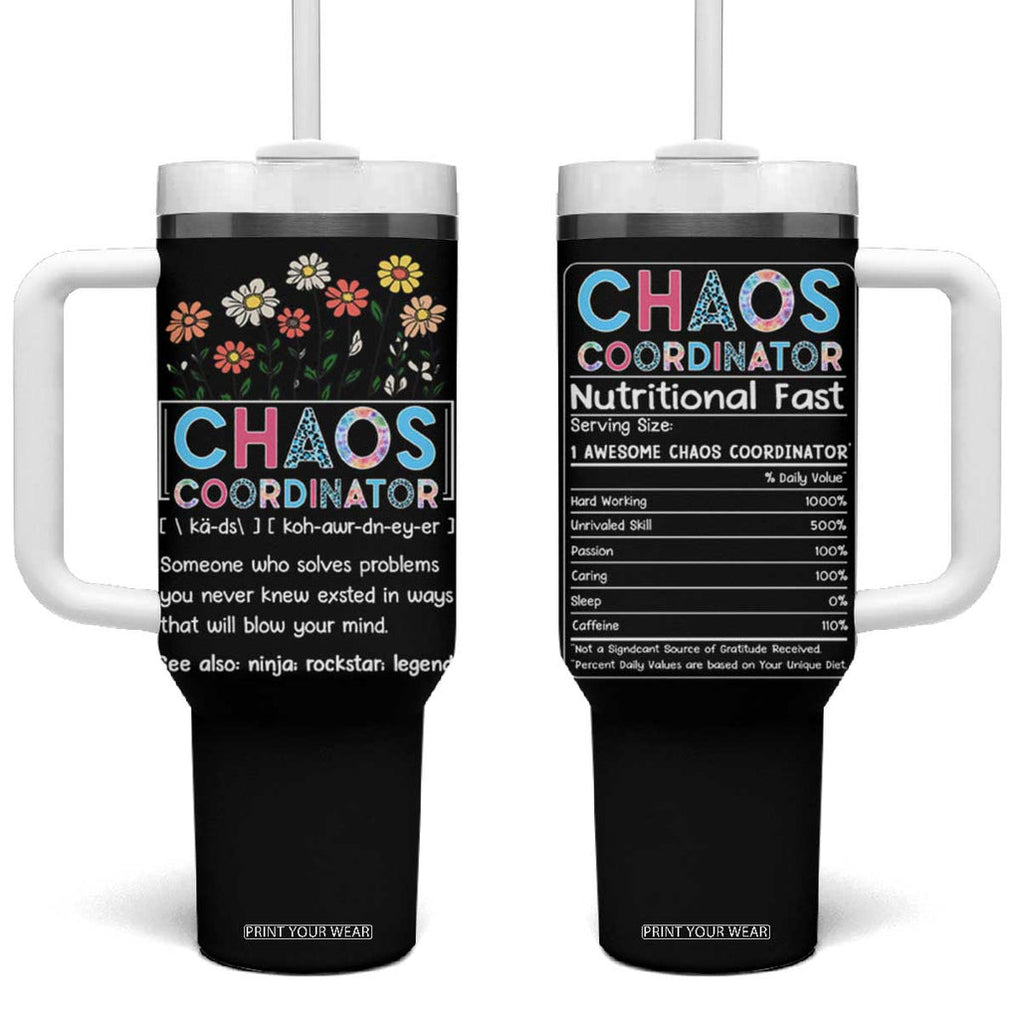 Chaos Coordinator Tumbler With Handle Thank You Gift Christmas Gifts for Colleague Coworker Travel Mug TB10 One Size: 40 oz Black Print Your Wear