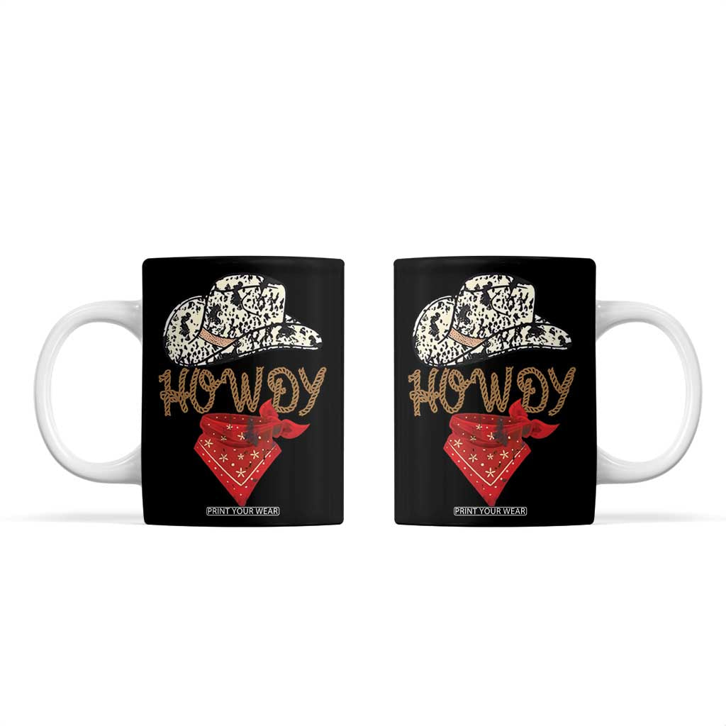 Howdy Cowboy Coffee Mug Retro Western Country Rodeo TB10 Black Print Your Wear