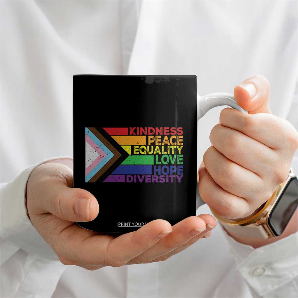 LGBTQ Pride Coffee Mug Kindness Peace Equality Love Hope Diversity Human Rights World Peace Supporter TB10 Print Your Wear