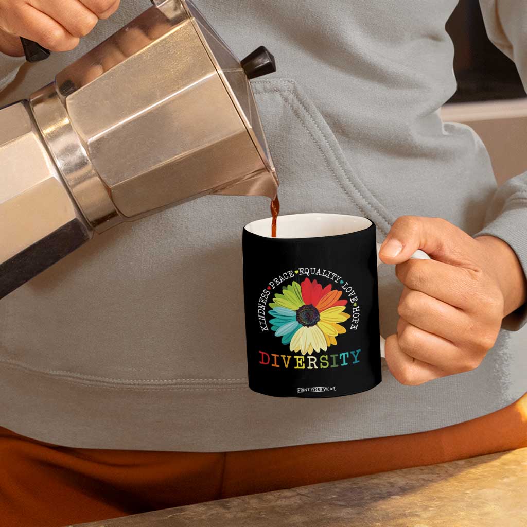 World Peace Supporter Coffee Mug Kindness Peace Equality Love Hope Diversity Human Rights Sunflower TB10 Print Your Wear