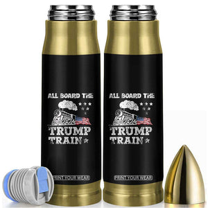 Trump 2024 Bullet Tumbler All Aboard The Trump Train Support for President American Flag TB10 Black Print Your Wear