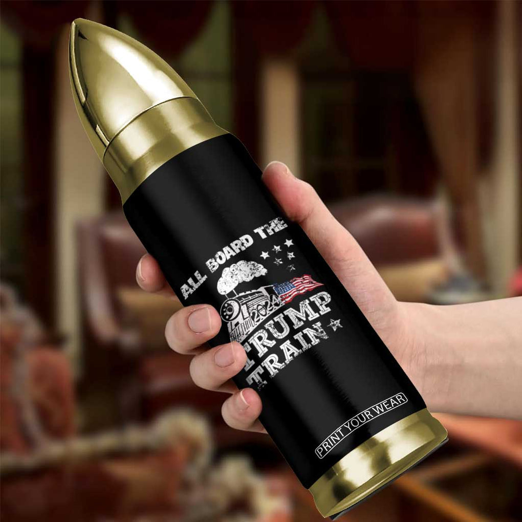 Trump 2024 Bullet Tumbler All Aboard The Trump Train Support for President American Flag TB10 Print Your Wear