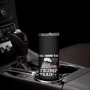 Trump 2024 Skinny Tumbler All Aboard The Trump Train Support for President American Flag TB10 Print Your Wear