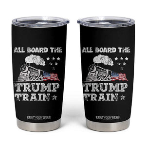 Trump 2024 Tumbler Cup All Aboard The Trump Train Support for President American Flag TB10 Black Print Your Wear