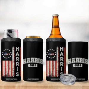 Harris 2024 Election 4 in 1 Can Cooler Tumbler For Kamala President American Flag TB10 Print Your Wear