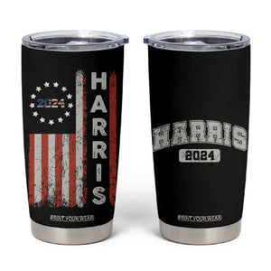 Harris 2024 Election Tumbler Cup For Kamala President American Flag TB10 Black Print Your Wear