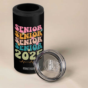 Senior 2025 4 in 1 Can Cooler Tumbler Class of 2025 Graduation Back To School Graduate Retro Groovy TB10 Print Your Wear