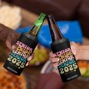 Senior 2025 4 in 1 Can Cooler Tumbler Class of 2025 Graduation Back To School Graduate Retro Groovy TB10 Print Your Wear