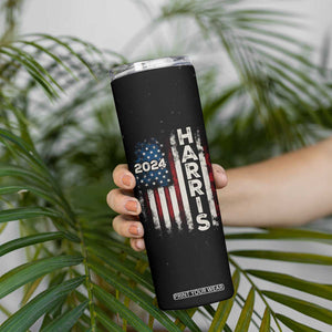 Kamala Harris Tim Walz 2024 Election Skinny Tumbler We're Not Going Back American Flag Eagle TB10 Print Your Wear