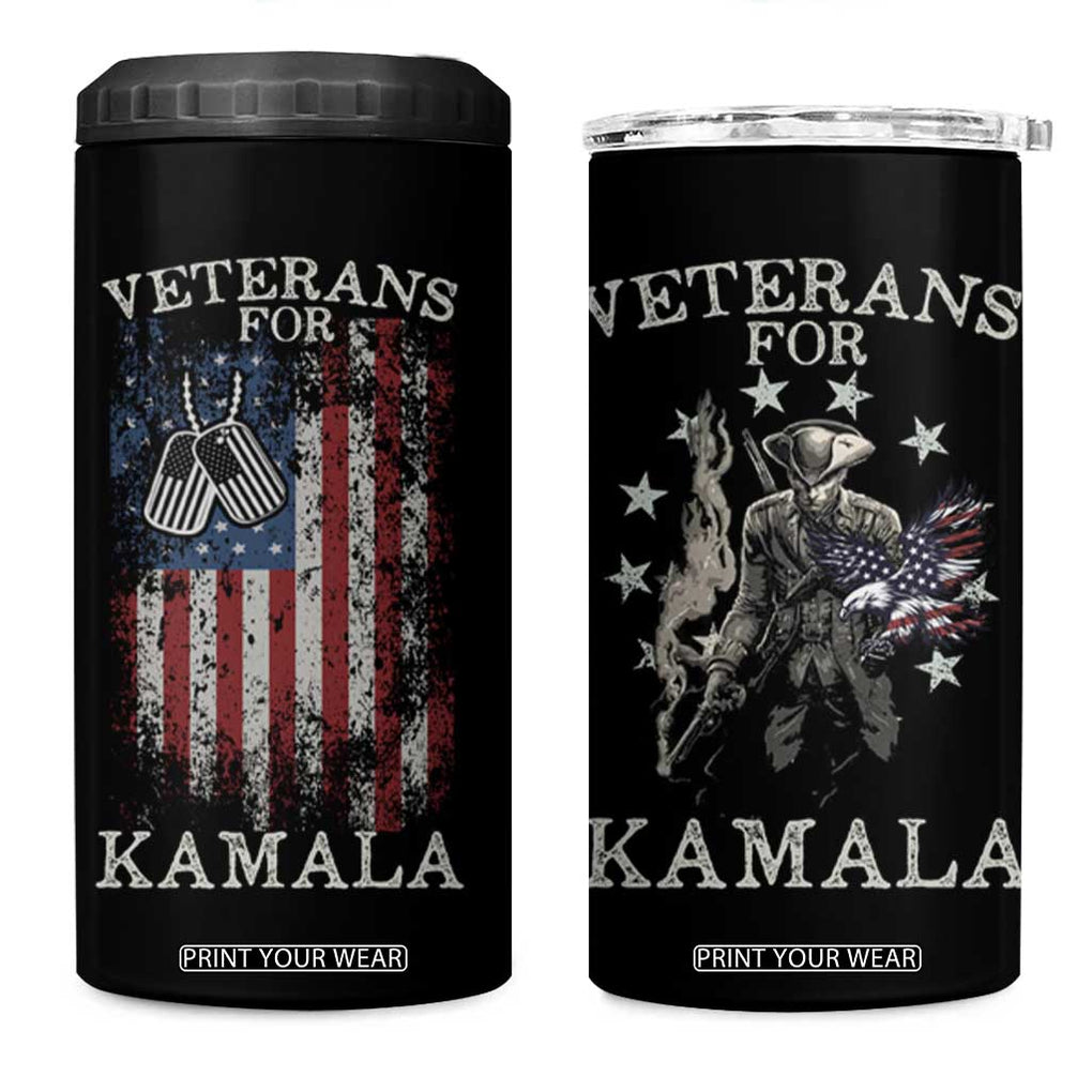 Harris 2024 Election 4 in 1 Can Cooler Tumbler Veterans For Kamala Grandpa Dad Gifts American Flag US Eagle Distressed TB10 One Size: 16 oz Black Print Your Wear