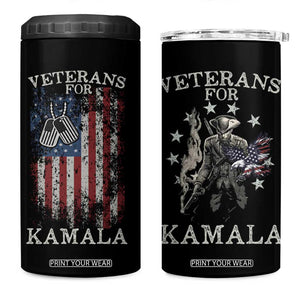 Harris 2024 Election 4 in 1 Can Cooler Tumbler Veterans For Kamala Grandpa Dad Gifts American Flag US Eagle Distressed TB10 One Size: 16 oz Black Print Your Wear