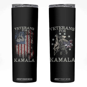 Harris 2024 Election Skinny Tumbler Veterans For Kamala Grandpa Dad Gifts American Flag US Eagle Distressed TB10 Black Print Your Wear