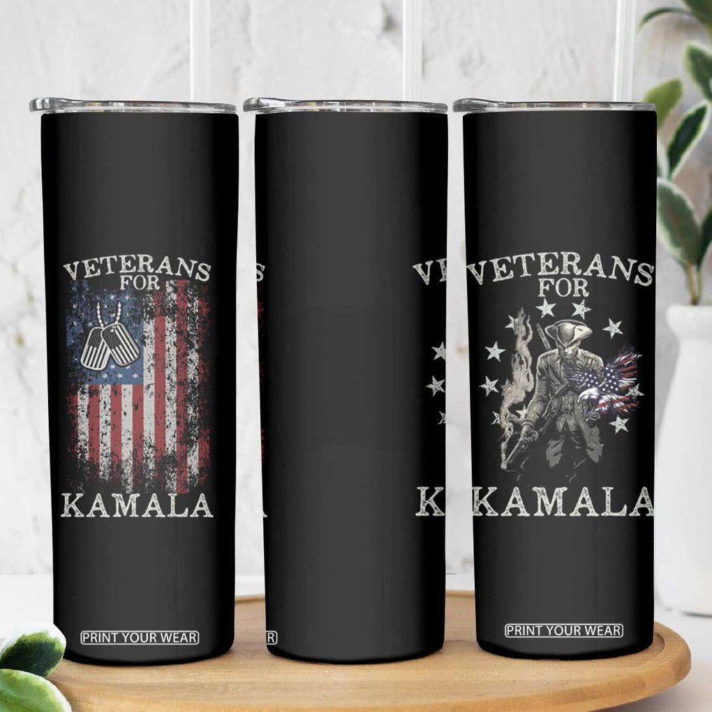 Harris 2024 Election Skinny Tumbler Veterans For Kamala Grandpa Dad Gifts American Flag US Eagle Distressed TB10 Print Your Wear