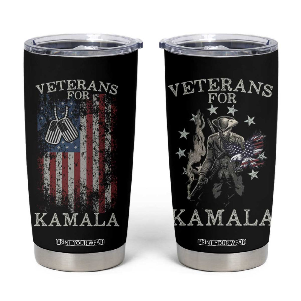 Harris 2024 Election Tumbler Cup Veterans For Kamala Grandpa Dad Gifts American Flag US Eagle Distressed TB10 Black Print Your Wear