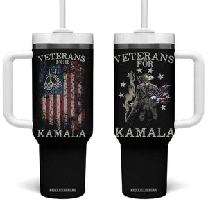 Harris 2024 Election Tumbler With Handle Veterans For Kamala Grandpa Dad Gifts American Flag US Eagle Distressed TB10 One Size: 40 oz Black Print Your Wear