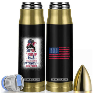 Trump Girl Bullet Tumbler With A Hint Of Patriotism 100% 'Merica Messy Bun American Flag TB10 Black Print Your Wear