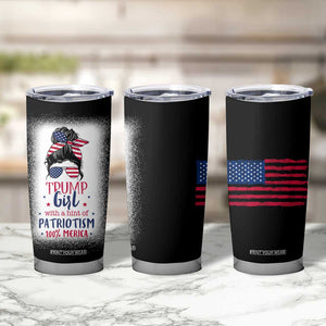 Trump Girl Tumbler Cup With A Hint Of Patriotism 100% 'Merica Messy Bun American Flag TB10 Print Your Wear