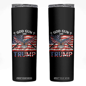 Trump 2024 Christian Skinny Tumbler God Guns And Trump American Flag Eagle TB10 Black Print Your Wear