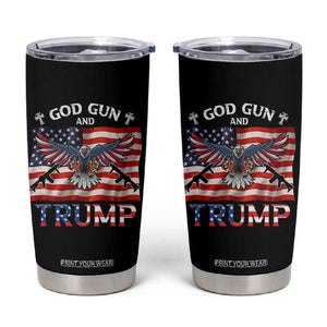 Trump 2024 Christian Tumbler Cup God Guns And Trump American Flag Eagle TB10 Black Print Your Wear