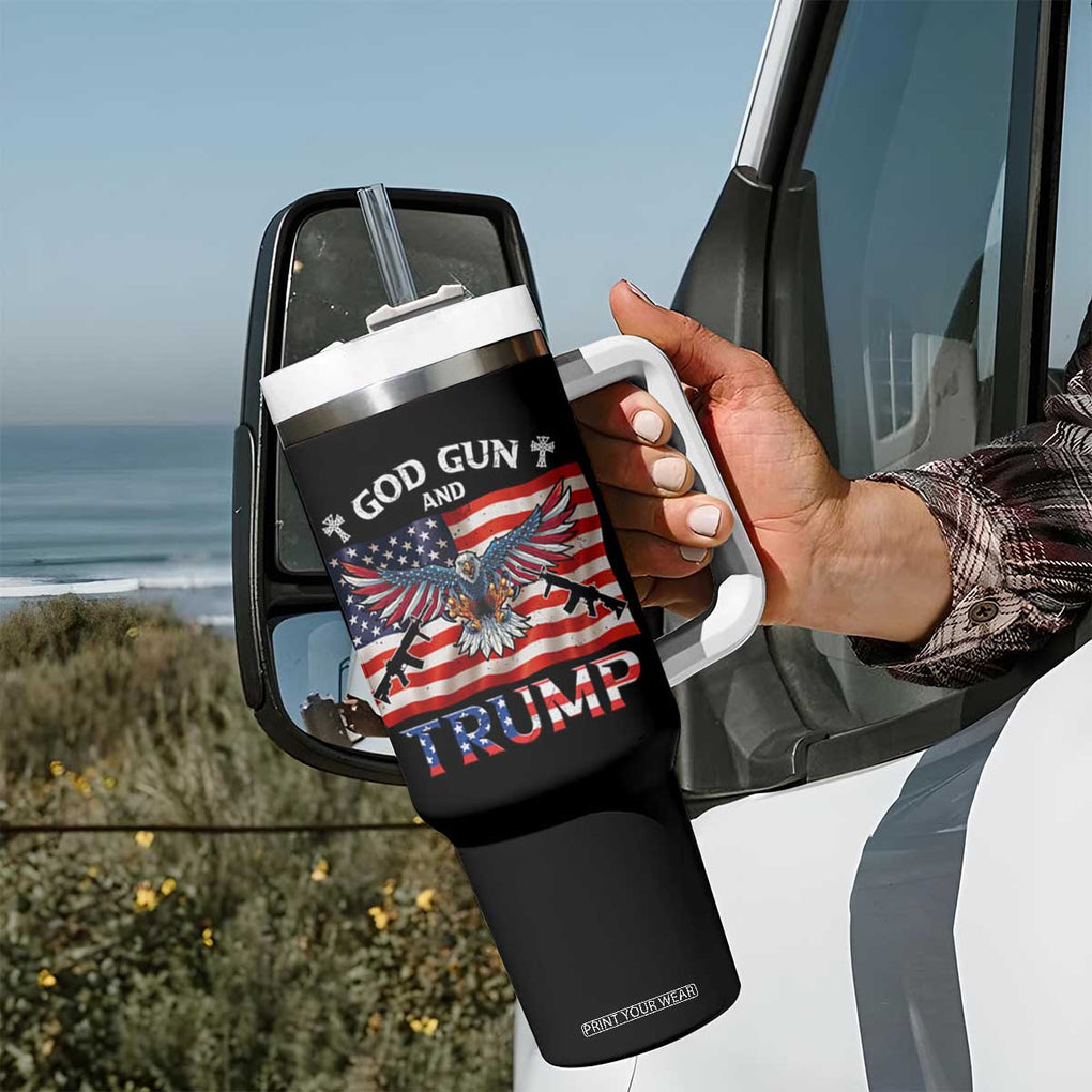 Trump 2024 Christian Tumbler With Handle God Guns And Trump American Flag Eagle TB10 Print Your Wear